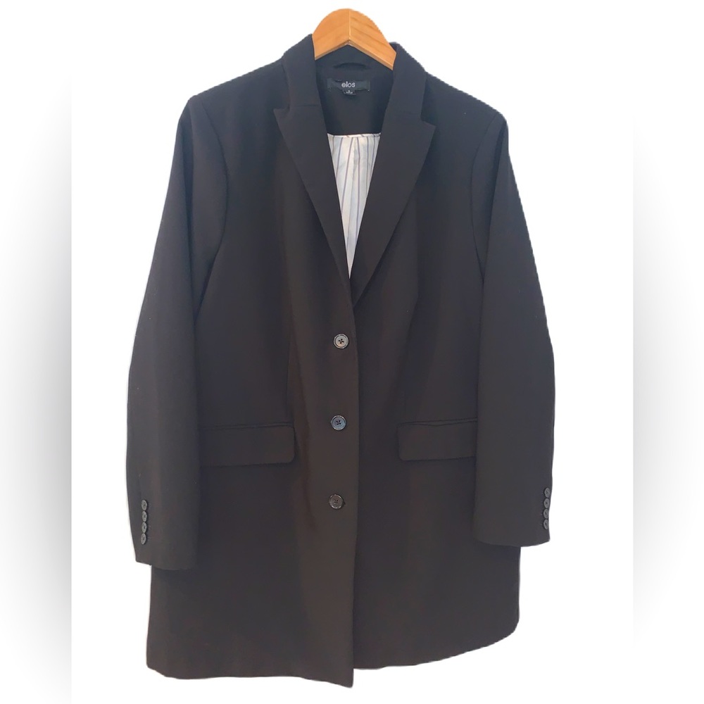Ellos Black Long Black Blazer Size 16